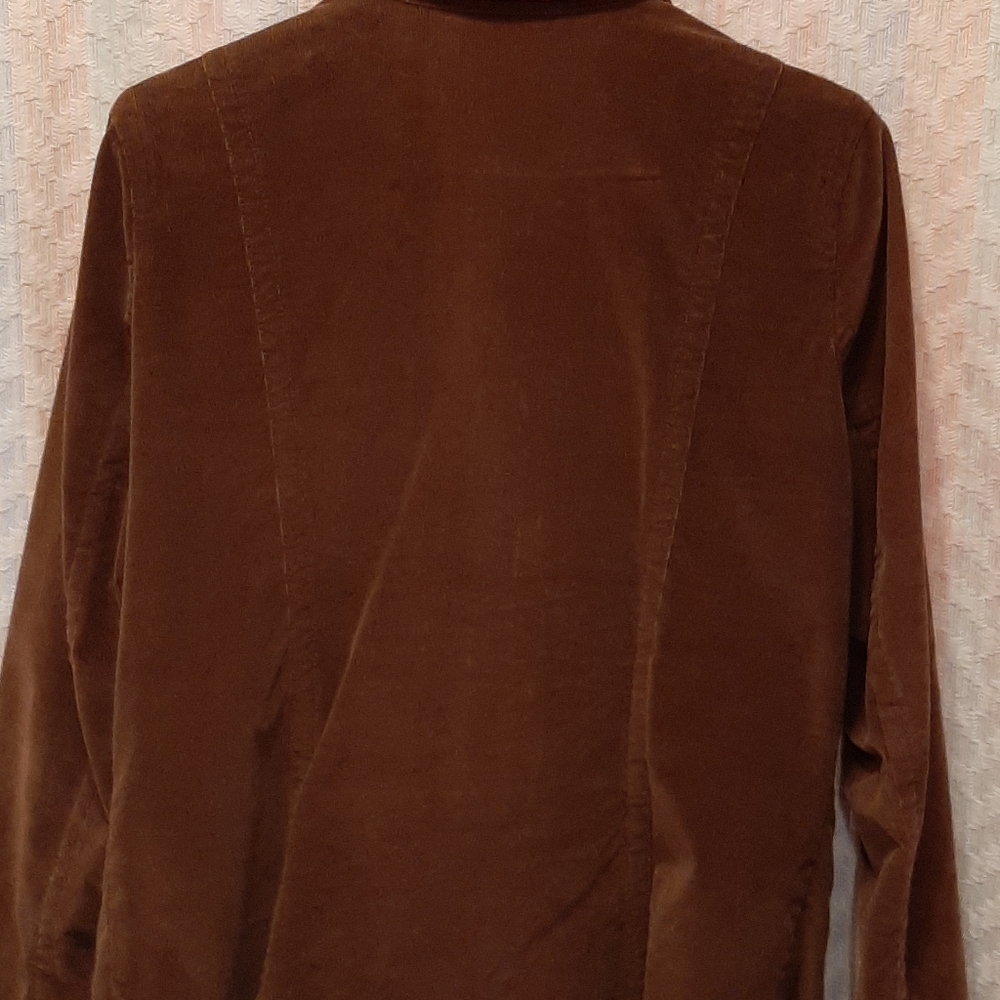 Eddie Bauer Chocolate Brown Fall Autumn Corduroy Blazer Size 12 Petite - Picture 2 of 7